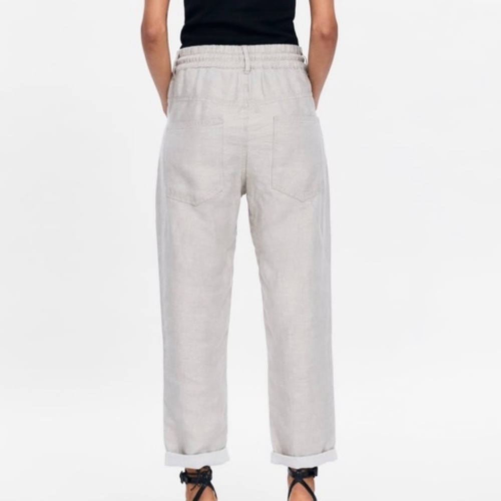 ZARA Rustic Drawstring Pants in Linen XS - Picture 3 of 5